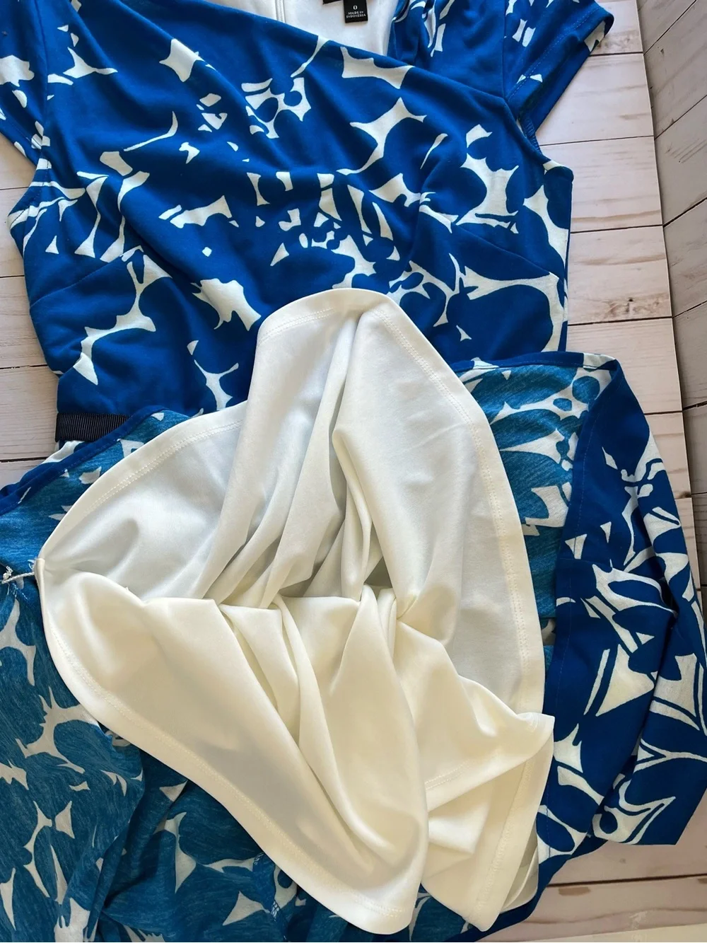 Ann Taylor Vibrant Royal Blue and White Floral Fit-and-Flare Mini Dress